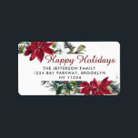 Etiqueta Red Poinsettia Christmas Return Address Label<br><div class="desc">Complete decorating your holiday with the elegant beauty of Red Poinsettia collection: https://www.zazzle.com/collections/christmas_red_poinsettia_flowers-119433546241090518?rf=238259176291992805 Surprise and bring joy to your close ones and make the celebration unforgettable. For further customization,  please click the "customize further" link and use our design tool to modify this template.</div>