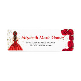 Etiqueta Red Quinceañera Custom Return Address Label