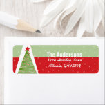 Etiqueta Red Retro Green Christmas Tree Return Address<br><div class="desc">Navidades del Mcm retro diseños de mediados del siglo 50 por Sandra</div>
