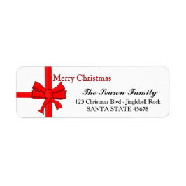 Etiqueta Red ribbon bow Merry Christmas  address label