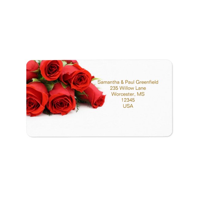 Etiqueta Red roses Wedding Address Label (Frente)