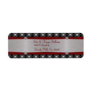 Etiqueta Red Silver Black Ornate Elegance
