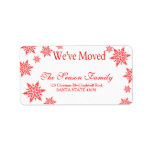 Etiqueta red Snowflake "we've moved" Christmas label<br><div class="desc">Add a special detail to your holiday letters! There are many different cards available,  so pick the design and wording you like. Browse the store or search for "portosabbianatalelabel".</div>