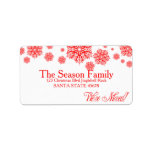 Etiqueta Red snowflakes "we've moved" Christmas label<br><div class="desc">Add a special detail to your holiday letters! There are many different cards available,  so pick the design and wording you like. Browse the store or search for "portosabbianatalelabel".</div>