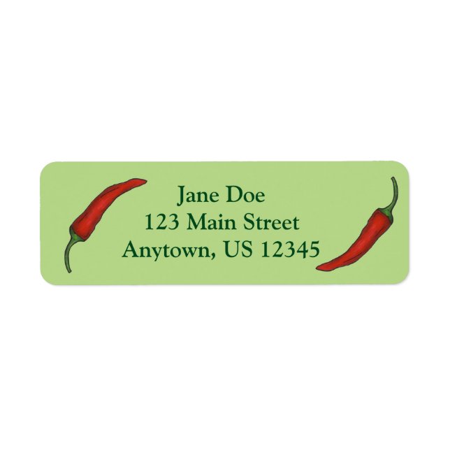 Etiqueta Red Spicy Hot Chili Chile Pepper Vegetable Veggie (Frente)