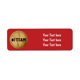 Etiqueta Red Vintage Baseball Team Party Address Labels