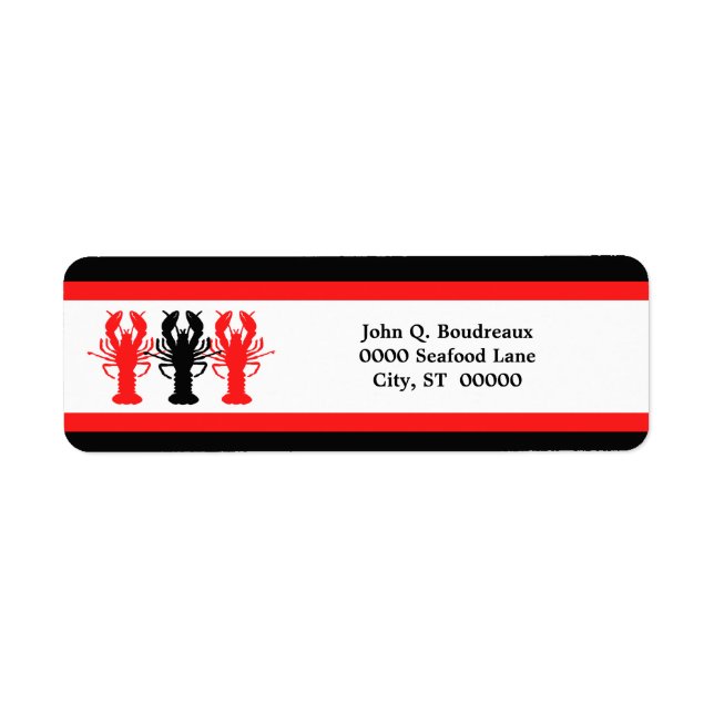 Etiqueta Red White Black Lobster Crawfish Dirección de devo (Frente)