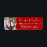 Etiqueta Red White Merry Christmas Añadir la dirección de d<br><div class="desc">Elegantes y elegantes etiquetas de retorno para tarjetas de felicitación navideñas de Feliz Navidad (Navidad) / sobres. Añadir foto de familia u otra imagen. Brillantina roja. Letras ROJAS modernas para el nombre y la dirección de la familia. El color de la letra y el tipo de letra pueden cambiarse.</div>