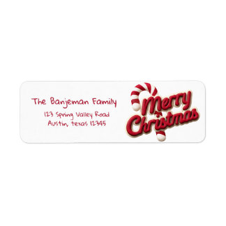 Etiqueta Red & White Typography Merry Christmas 