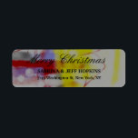 Etiqueta Red Yellow Gray Merry Christmas Message Family<br><div class="desc">Represente con esta moderna y elegante etiqueta de la dirección de retorno. Esta plantilla se puede personalizar para satisfacer todas las ocupaciones profesionales.</div>
