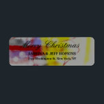 Etiqueta Red Yellow Gray Merry Christmas Message Family<br><div class="desc">Represente con esta moderna y elegante etiqueta de la dirección de retorno. Esta plantilla se puede personalizar para satisfacer todas las ocupaciones profesionales.</div>