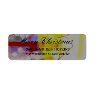 Etiqueta Red Yellow Gray Merry Christmas Message Family