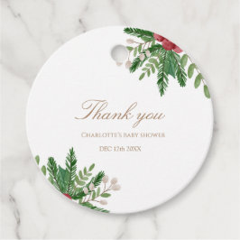 Etiqueta redonda de Baby Shower roja