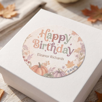 Etiqueta Redonda de Cumpleaños Boho Otoño