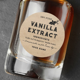 Etiqueta redonda de extracción de vainilla casera