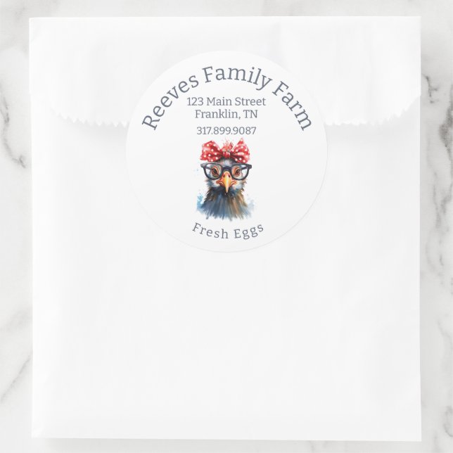 Etiqueta Redonda Divertida de Pollito para Caja de (Bolso)