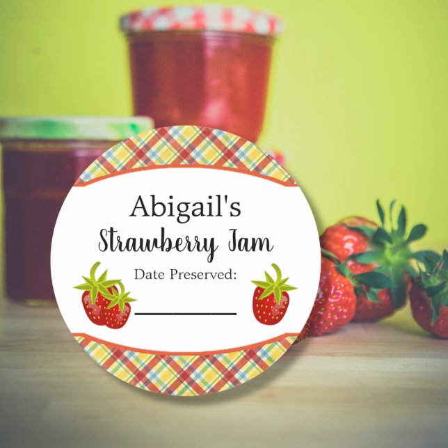 Etiqueta Redonda para Conservas Fresa Fruta (Subido por el creador)