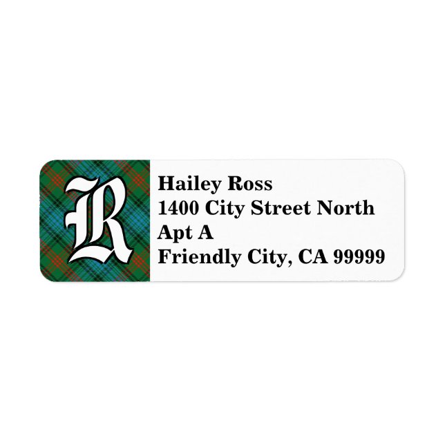 Etiqueta Regal Clan Ross Tartan Monogram (Frente)