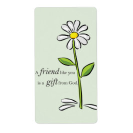 Etiqueta Regalo de amigo de Dios, Margarita en verde, Relig