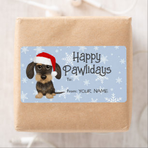 Etiqueta Regalo de Navidades de Dachshund Santa Teckel