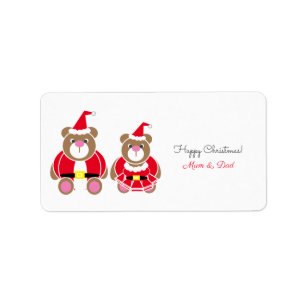 Etiqueta Regalo de Navidades de osos de peluche de mamá y p