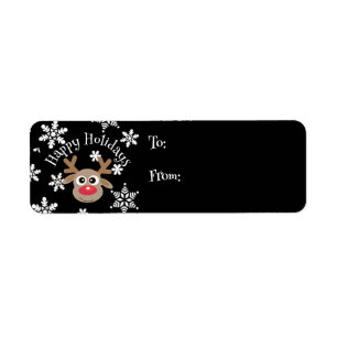 Etiqueta Regalo de Navidades negros con copo de nieve de re