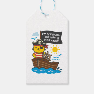 Etiqueta regalo gato pirata – Diseño kawaii