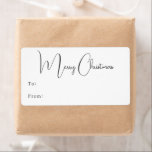 Etiqueta Regalo rectangular moderno Boho Merry Christmas<br><div class="desc">Celebra la alegría de la temporada con esta moderna etiqueta de regalo rectangular de Boho Feliz Navidad. El guión editable único y de moda crea un toque de encanto e individualidad. Su diseño sobrio y elegante en blanco y negro, con un marco clásico de arco bohemio, evoca un ambiente invernal....</div>