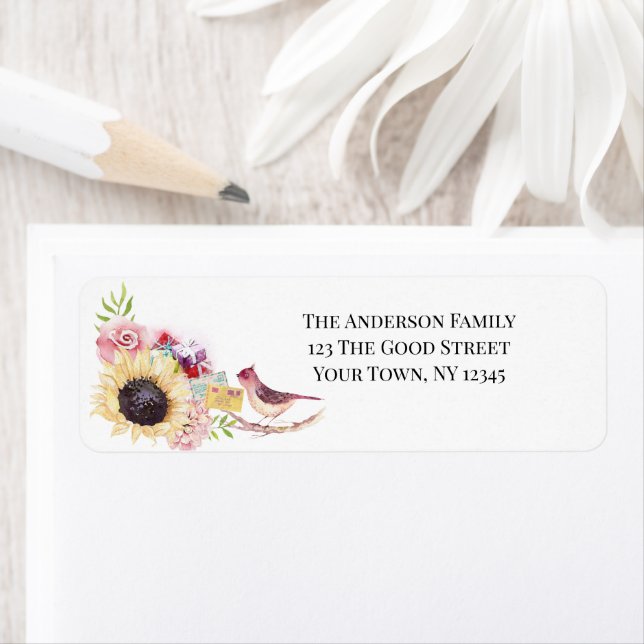 Etiqueta Regalos de girasol acuarela (In situ)