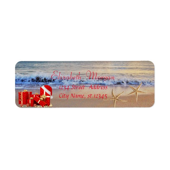 Etiqueta Regalos de Navidad con Estilo, Playa (Frente)
