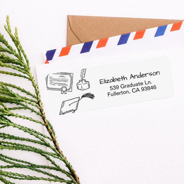 Etiqueta Regreso a la invitación de graduado dibujada a man (Subido por el creador)