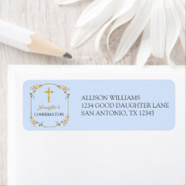 Etiqueta Regreso de confirmación de floral elegante azul de