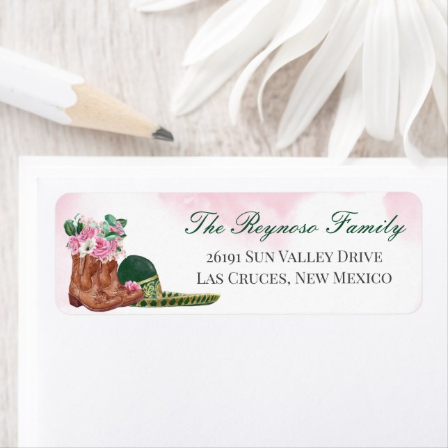 Etiqueta Regreso de lechera rosa de Sombrero verde esmerald (In situ)