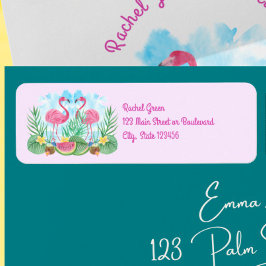 Etiqueta Regreso del Boda rosa Flamingo