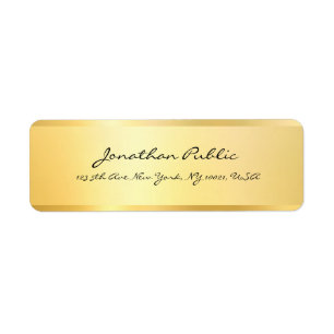Etiqueta Regreso elegante de Faux Gold de escritura moderna