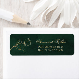 Etiqueta Regreso floral elegante Boda Real Gold Green