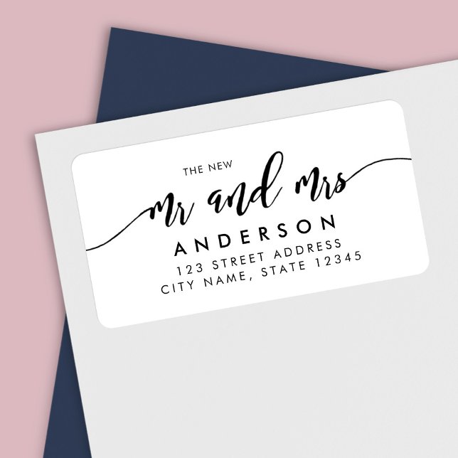 Etiqueta Relax Script The New Mr and Mrs Address (Subido por el creador)