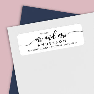 Etiqueta Relax Script The New Mr and Mrs Return Address