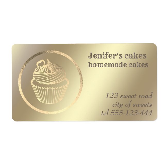 Etiqueta Relieve metalizado dorado Bizcochecitos y dulces c (Frente)
