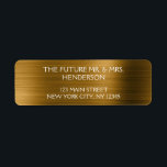 Etiqueta Relieve metalizado dorado Elegante Lujo Moderno<br><div class="desc">Relieve metalizado dorado falso Elegante y moderno Etiqueta de dirección de retorno Boda. El texto de esta etiqueta de dirección de devolución se puede actualizar y personalizar con su nombre. Póngase en contacto con el diseñador para solicitar elementos coincidentes adicionales. Estos Baby Shower, Bridal Shower, Bachelorette Party por correo, Boda...</div>