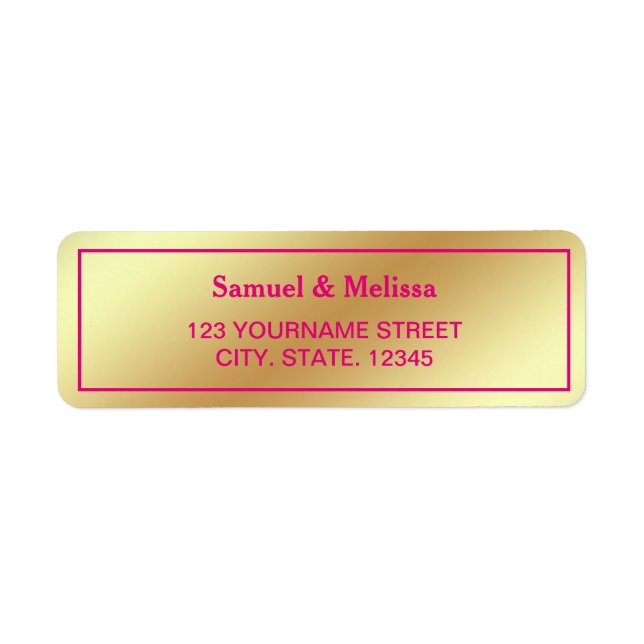 Etiqueta Relieve metalizado dorado falso Boda rosado calien (Frente)