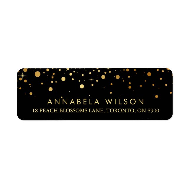 Etiqueta Relieve metalizado dorado falso confetti puntos ne (Frente)