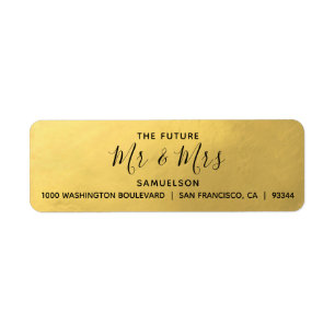 Etiqueta Relieve metalizado dorado falso Futuro negro Sr. y