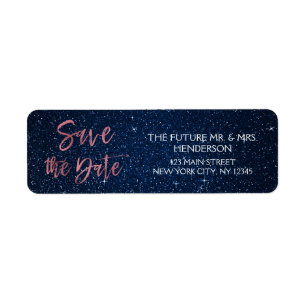 Etiqueta Relieve metalizado dorado Rosa y azul marino salva