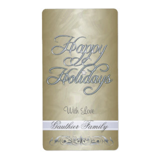 Etiqueta Relieve metalizado dorado Silver Scroll Happy Holi