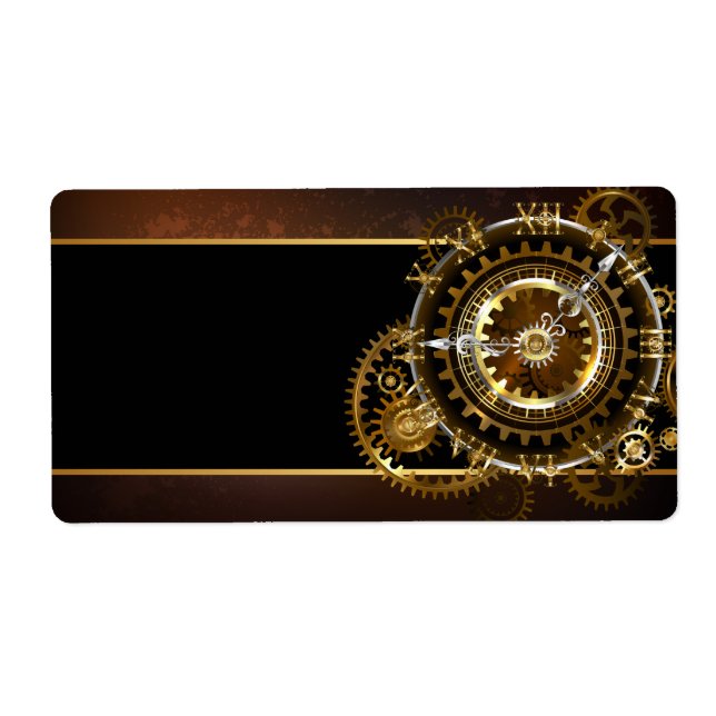 Etiqueta Reloj de vapor con engranajes antiguos (Frente)