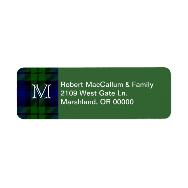 Etiqueta Reloj negro tradicional Tartán Plage (Frente)