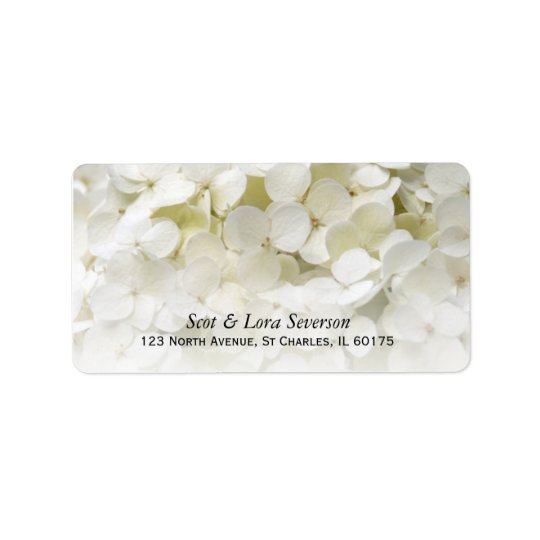 Etiqueta Remite de la flor blanca del Hydrangea