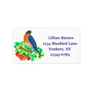 Etiqueta Remite de los rosas del Bluebird de la acuarela