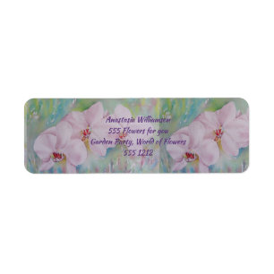 ETIQUETA REMITE DE TRES ORQUÍDEAS BLANCAS